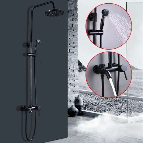 Colonne bain douche noire Ø25cm, Carat (1/4)