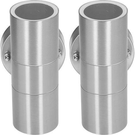 Luminaire murale GU10 en acier inoxydable, projecteur double LED moderne, étanche extérieur, pour couloir, jardin, clôture, villa, lot de 2 (sans ampoule, tension 220-240V) (1/5)