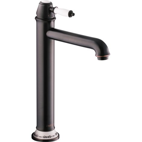 PaulGurkes Waschtischarmatur Lang für Aufsatz-Waschbecken Nostalgie Retro Schwarz (1/4)