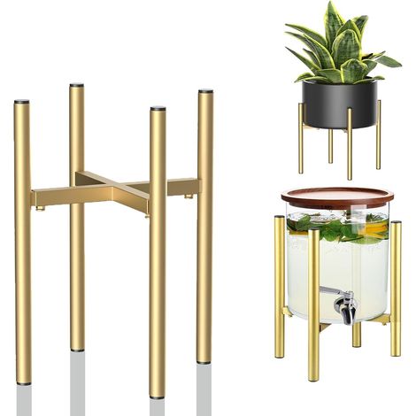 Filiyano – Support pour plantes d'intérieur, doré, réglable en métal, pour pots de 20 à 35 cm de diamètre extérieur. (1/5)