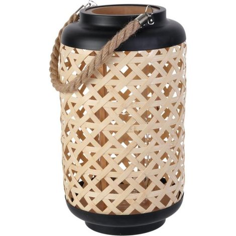 Lanterne Déco "Tressée" 38cm Noir (1/3)