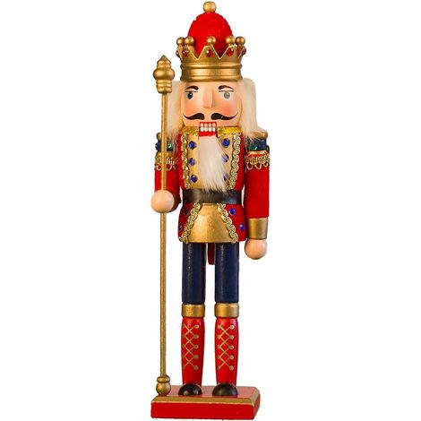 Nussknacker-Figur, exquisite weihnachtliche Nussknacker-Holzfigur für Weinschrank und Schreibtisch, Red King
