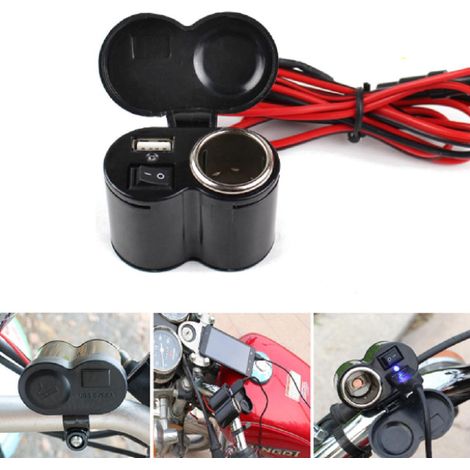 Trade Shop - STECKERANZÜNDER-LADEGERÄT FÜR MOTORRAD-HANDY-USB-ANSCHLÜSSE ZIGARETTENANZÜNDER Q-A47 - (1/5)