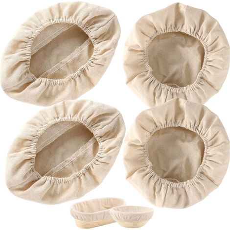 Doublure en lin pour paniers de fermentation, accessoire indispensable pour la panification, tissu en lin respirant pour paniers de fermentation ronds et ovales (ovale + rond) (1/5)