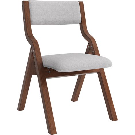 Set mit 4 klappbaren Esszimmerstühlen aus Holz und grauem Leinen, gepolstert MODENUIT (1/5)