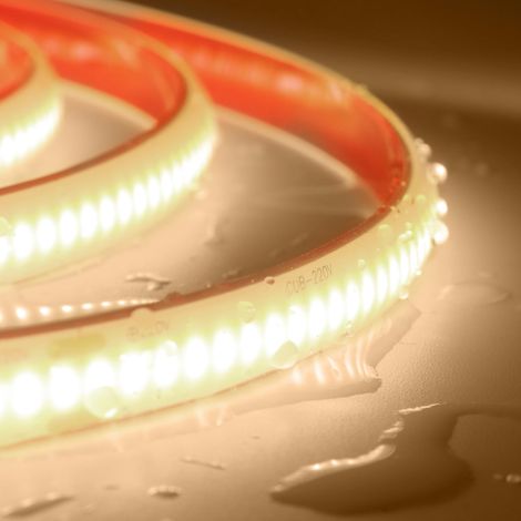 220V COB Ruban LED, IP65 Étanche Flexible LED bande lumineuse, Colle double face light strip pour Noël, Fête, Chambre, Cuisine, Décoration 4000k,5M (1/4)