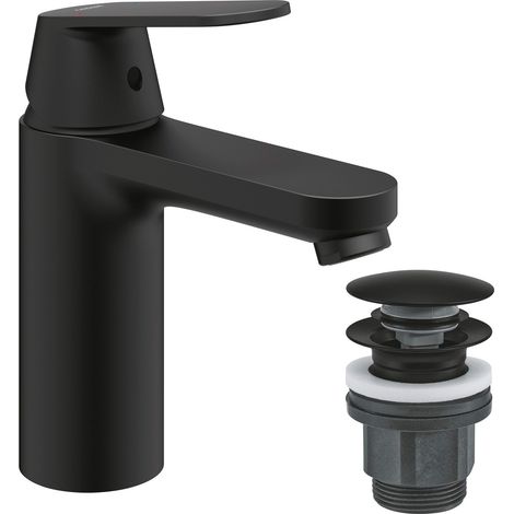 GROHE Mitigeur lavabo Quick Fix Get monocommande taille M noir mat avec bonde clic-clac (1/5)