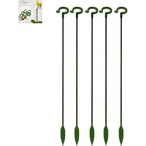 Lot de 5 tuteurs pour orchidées et plantes en pot - Tuteurs pour orchidées - Tuteurs réglables - Support pour tige unique - Cage à tuteur - Clips de fixation - Tubes de raccordement (1/5)