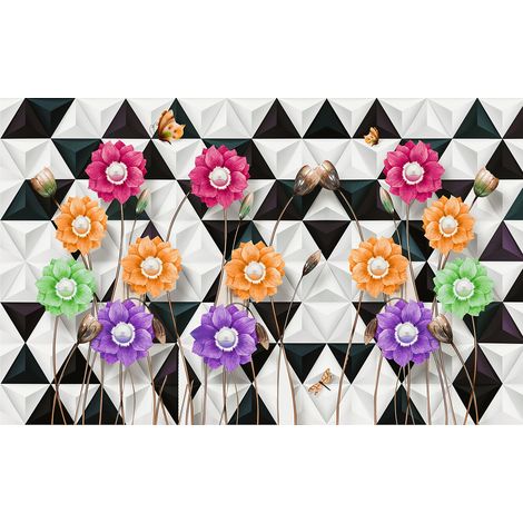 Papier peint panoramique - Fleurs 3D - 130 cm x 81 cm (1/2)