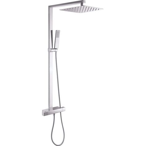 Bernstein – Colonne de douche thermostatique en laiton massif chromé – Protection anti-brûlures à 38° – Flexible acier inox – Dimensions 112,5x50cm - NT6705C