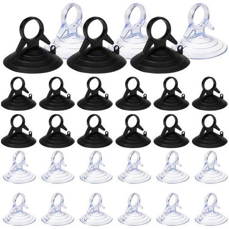 60 pare soleil à ventouses, ventouses de 45 mm, sans crochets, mini ventouses en PVC, ventouses transparentes et noires, ventouses pour fenêtres. (1/5)