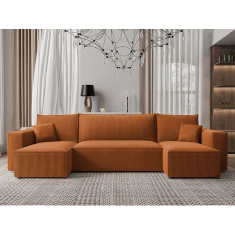 Wohnlandschaft Sofa mit Schlaffunktion ADARA in Stoff Poso Rostbraun