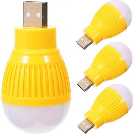 (4 pièces, jaune) Ampoules LED portables, mini lampes de secours USB d'extérieur, adaptées au bureau et à la maison
