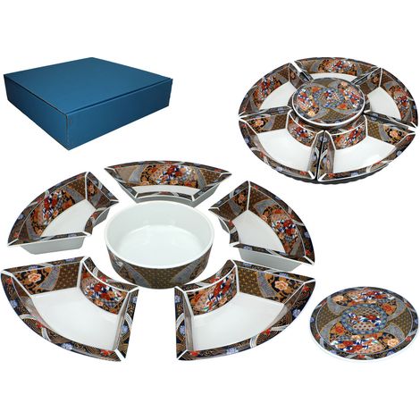 Piatto in ceramica per servire snack, piatto girevole per antipasti (1/5)