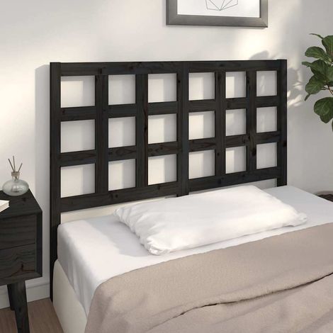 vidaXL Cabecero de cama madera maciza de pino negro 125,5x4x100 cm (1/5)