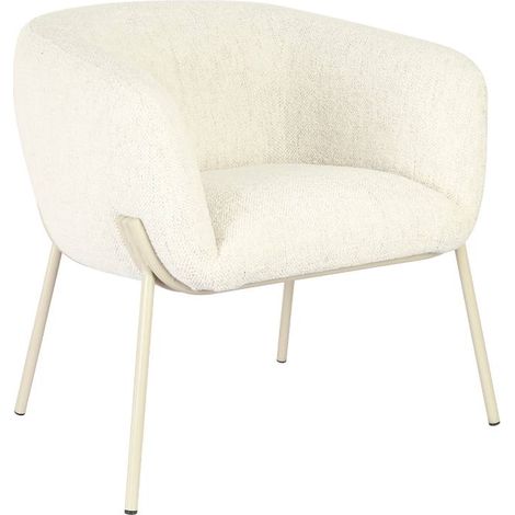 Fauteuil en tissu écru et pieds en métal Victor