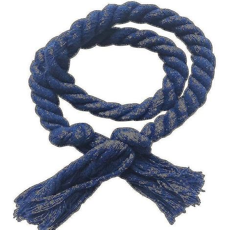 Lot de 2 embrasses de rideaux en corde de coton et lin tissée, couleur unie, bleu saphir, Jikaix (1/5)