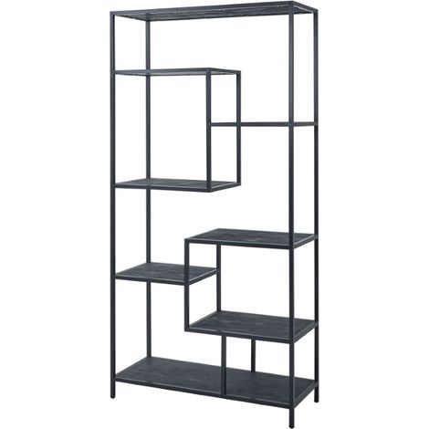 Large Multi Shelf Unit - Metal - L40 x W100 x H200 cm - Black