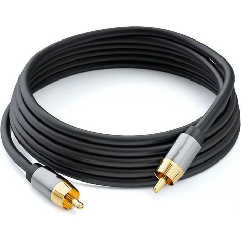 Câble pour caisson de basses Mediabridge série ULTRA (4,57 m) - Double blindage avec connecteurs RCA plaqués or - Noir