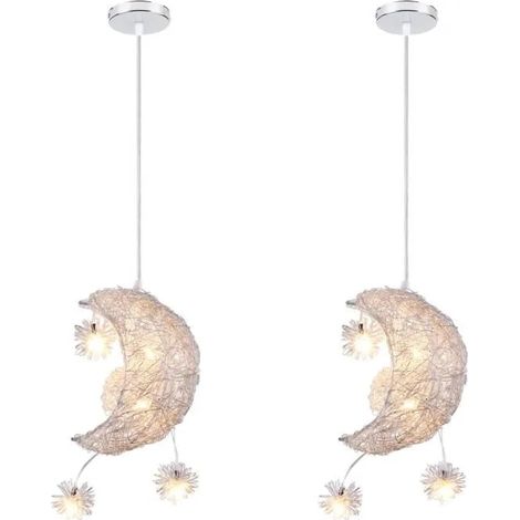 U-Do 2Pcs Lustre Lune Suspension Luminaire en Aluminium Lampe Lumière Chaude Lustre décoration Salon Cuisine Bar (1/4)