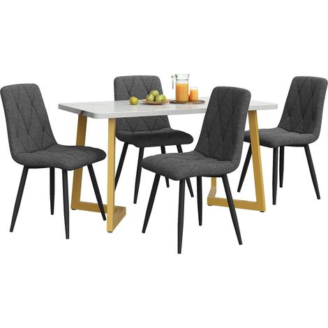 Ensemble table et chaises salle à manger rectangulaire 117x68cm - 4 chaises velours gris foncé - Pieds dorés - Moderne (1/5)