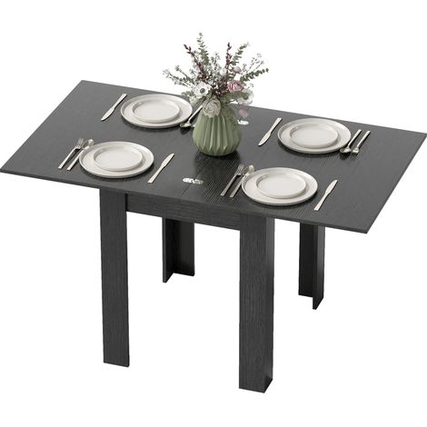 HOMCOM Tavolo da Pranzo Allungabile per 4-6 Persone in Truciolato, Nero (1/5)
