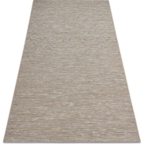 Alfombra de lana KESHAN franjas, Marco oriental 6428/53551 beige / azul oscuro multicolour 80x145 cm (1/5)