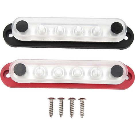 2 Stück Batteriesammelschiene 6 x 5/16 Zoll M8 150 A 6-Kanal-Stromverteilerblock mit Abdeckung für Fahrzeuge