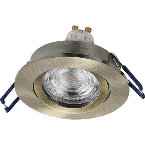 Spot Set Spot LED encastrable 4,5 W vert-laiton, blanc chaud 2700 K, aluminium, fixation par clic pivotant, lot de 3 (1/4)