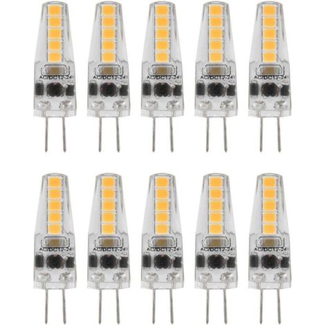 Eosnow 10 Stück LED G4 2W, Sockel mit Stiften, dimmbar, für Kronleuchter, Deckenleuchten, Tischlampen, warmweiß 3000K, AC 12-24V.
