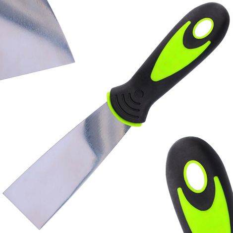 Esp谩tula para enlucido de placas de yeso de 40 mm, de goma y acero inoxidable. Raspador de masilla.