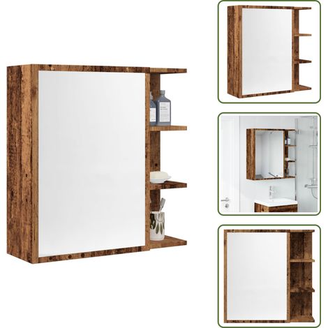 Armario de baño madera envejecida - vidaXL Armario espejo de baño madera envejecida 62,5x20,5x64 cm - Armario de baño para pared