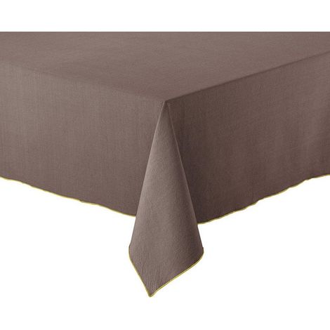 Nappe de Table Recyclée pour Cuisine et Salle à Manger Coloris Café 140 x 250 cm - PANGIVO (1/2)