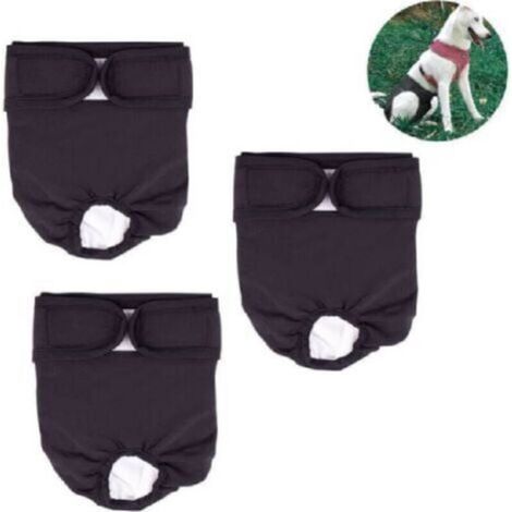 Lot de 3 Couches lavables et réutilisables pour chien, culotte menstruelle pour chien, couches hygiéniques très absorbantes, culotte menstruelle anti-harcèlement pour animaux,L (1/4)