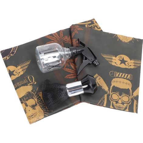 Cape de Coiffure Kit Barbier avec Cape Transparente, Brosse à Poussière, Vaporisateur d'Eau et Imprimé Doré – Outil de Salon pour Coupe de Cheveux Homme Professionnel (1/5)
