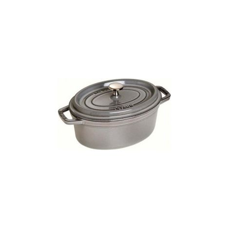 STAUB- Cocotte en Fonte Émaillée avec Couvercle, Tous feux dont induction, 6 à 7 personnes, Ovale, 33 cm, 6,70 L, 8,2 kg, Gris Graphite (1/3)