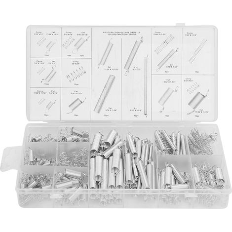 200pcs/Set 20 Sizes Extension Tension Compression Spring Assortment Metal Springs Kit with Box (1/5)