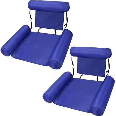 Hamaca acuática - 2 piezas - Hamaca acuática para adultos - Silla flotante - Hamaca acuática azul - Silla flotante para agua - Colchones de aire para piscina - Inflable (1/5)