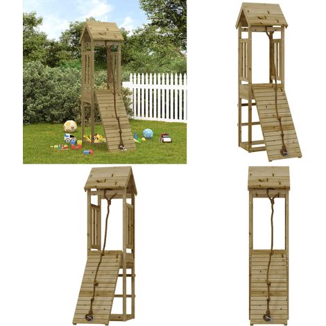 Maisonnette de jeu avec mur d'escalade bois de pin imprégné - Maison De Jeu En Bois - Aire De Jeux Extérieur - Jouet Enfant - Toboggan - Balançoire - Home & Living (1/5)