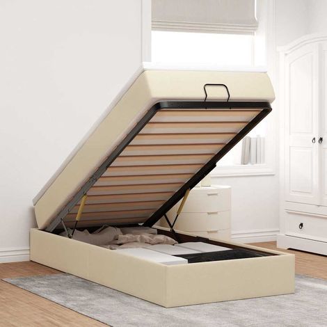 Ottoman-Bett mit Matratze Creme 100x200 cm Stoff (1/5)