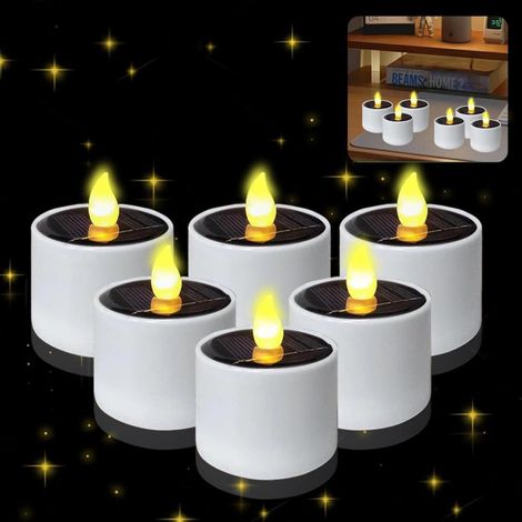 Set Rechargeable Solar LED Kerzen,Flickering Tealight Kerzen für stilvolle Dekoration, einfache Anwendung und (1/5)