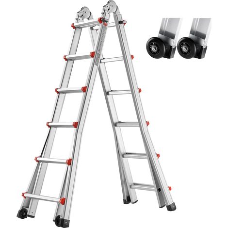 VEVOR Scala Telescopica con Telaio ad A, Scala Estensibile Compatta in Alluminio da 20 Piedi, Scala Pieghevole Portatile Multifunzione per Camper, Scala Telescopica per Compiti, Scale, Tetti Interni e (1/5)