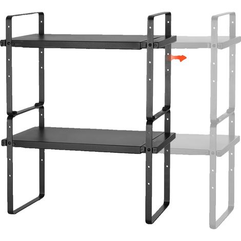 Organizador de armarios, altura regulable, diseño apilable, color negro. (1/2)