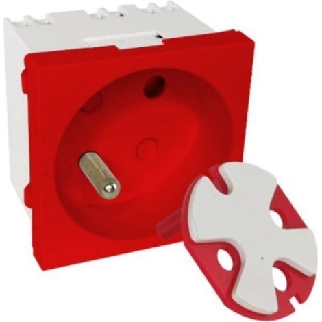 Presa elettrica modulare Alantec 2P+Z, 45x45, data con chiave, rossa PZ017