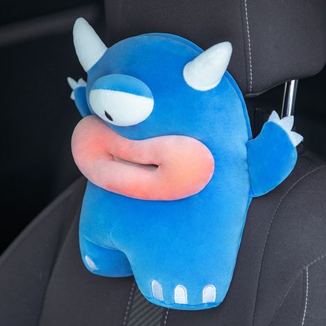 Boîte à mouchoirs en peluche multifonctionnelle pour dossier de siège auto, porte-serviettes en tissu dessin animé pour voiture, lot de 4 (1/4)