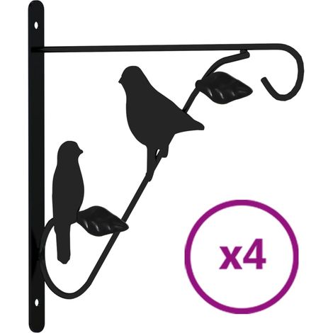 Supports de panier suspendu 4 pcs noir acier (1/5)