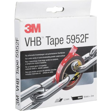 3M 5952F doppelseitiges Schaumstoffklebeband, 19 mm x 3 m, Haftung auf Lack/Metall/Glas (1/5)