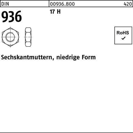 Sechskantmutter DIN 936 M10 17 H 100 Stück (1/2)