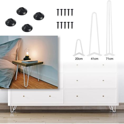 Aqrau Lot de 4 pieds épingle 71 cm pour table design industriel