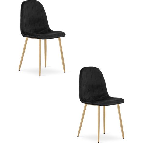 Set di 2 sedie Padva in velluto nero con gambe effetto rovere (1/5)
